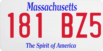 MA license plate 181BZ5
