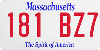MA license plate 181BZ7
