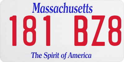 MA license plate 181BZ8
