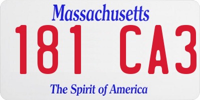 MA license plate 181CA3