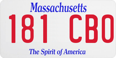 MA license plate 181CB0