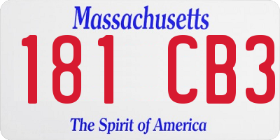 MA license plate 181CB3