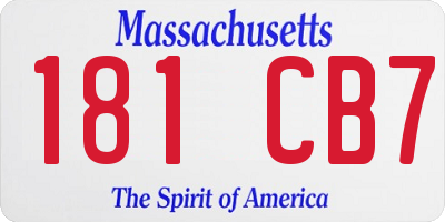 MA license plate 181CB7