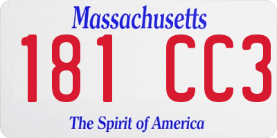 MA license plate 181CC3