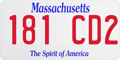 MA license plate 181CD2