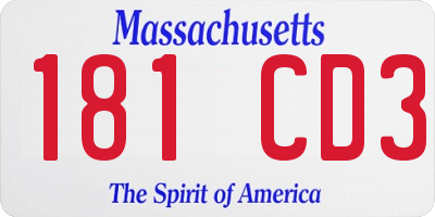 MA license plate 181CD3