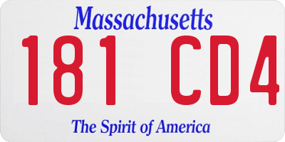 MA license plate 181CD4