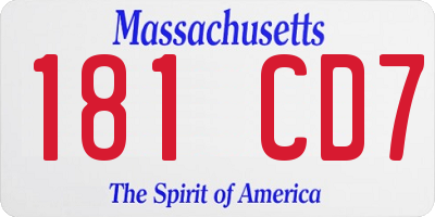 MA license plate 181CD7