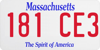 MA license plate 181CE3