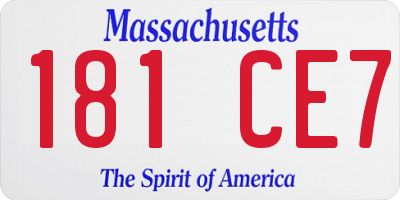 MA license plate 181CE7