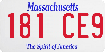 MA license plate 181CE9