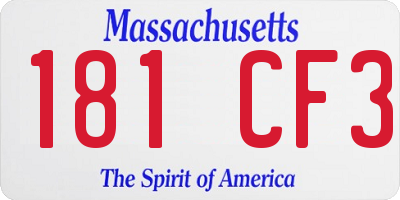 MA license plate 181CF3