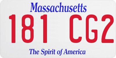 MA license plate 181CG2