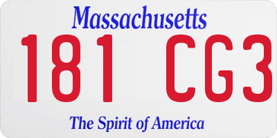 MA license plate 181CG3