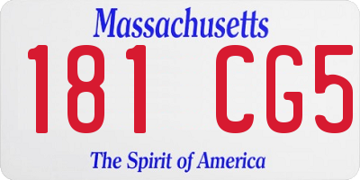 MA license plate 181CG5