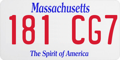 MA license plate 181CG7