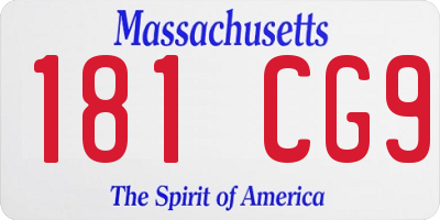 MA license plate 181CG9