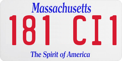 MA license plate 181CI1
