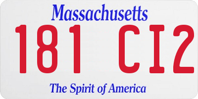 MA license plate 181CI2