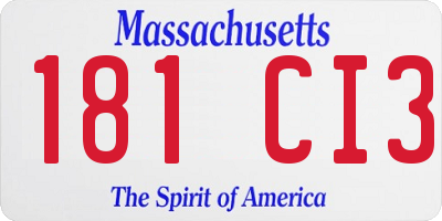 MA license plate 181CI3