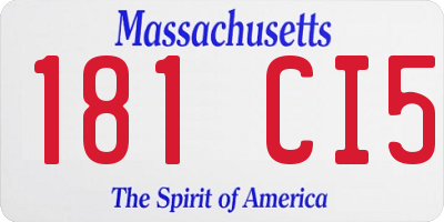 MA license plate 181CI5