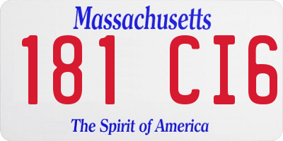 MA license plate 181CI6