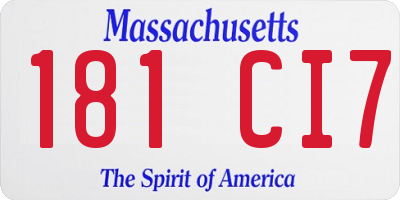 MA license plate 181CI7