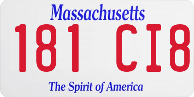 MA license plate 181CI8