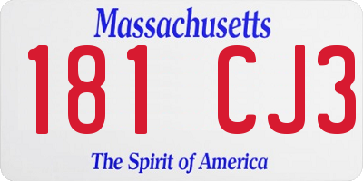 MA license plate 181CJ3