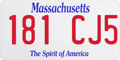MA license plate 181CJ5