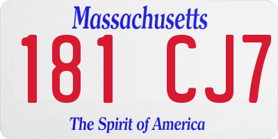 MA license plate 181CJ7