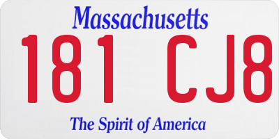 MA license plate 181CJ8