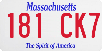 MA license plate 181CK7