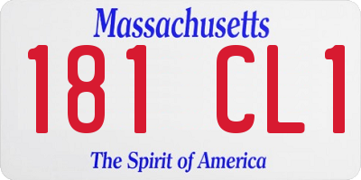 MA license plate 181CL1
