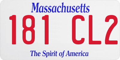 MA license plate 181CL2