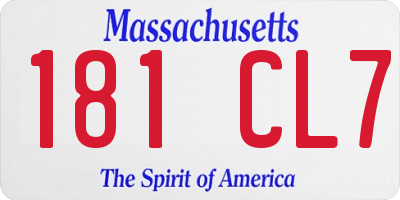 MA license plate 181CL7