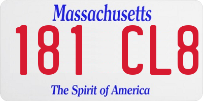 MA license plate 181CL8