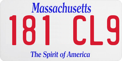 MA license plate 181CL9