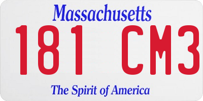 MA license plate 181CM3