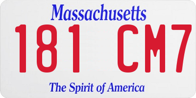 MA license plate 181CM7