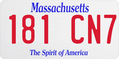 MA license plate 181CN7