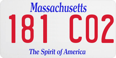 MA license plate 181CO2