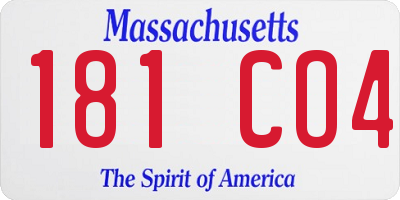 MA license plate 181CO4