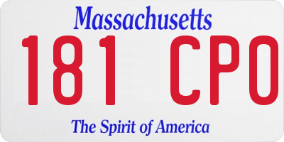 MA license plate 181CP0