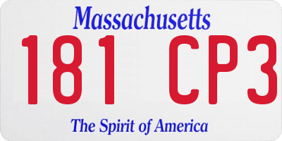 MA license plate 181CP3