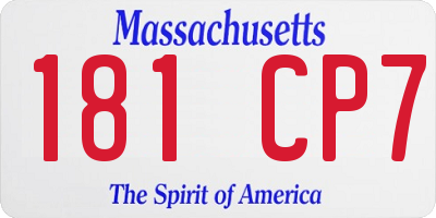 MA license plate 181CP7