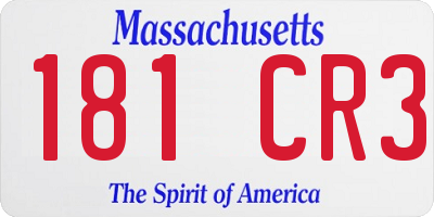 MA license plate 181CR3