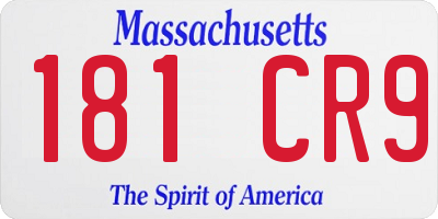 MA license plate 181CR9