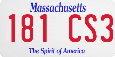 MA license plate 181CS3