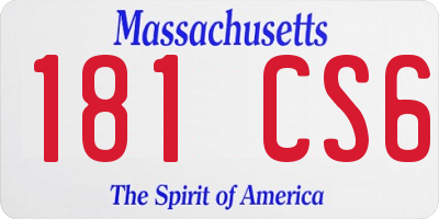 MA license plate 181CS6
